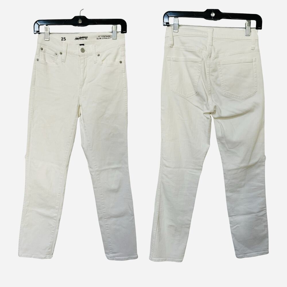 J Crew Womens 9" Vintage Slim Straight Jeans‎ Size 25 White Stretch Denim NWOT